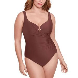 Miraclesuit Escape One-Piece Swimsuit Women's 16 Tamarind Brown Slimming Wrap